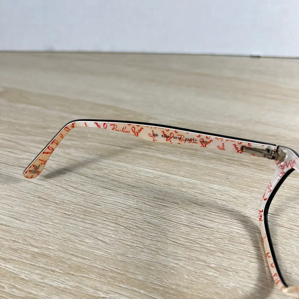 Ray-Ban RB5228 5014 Eyeglasses Black White and Red 53-17-140 Frames Only